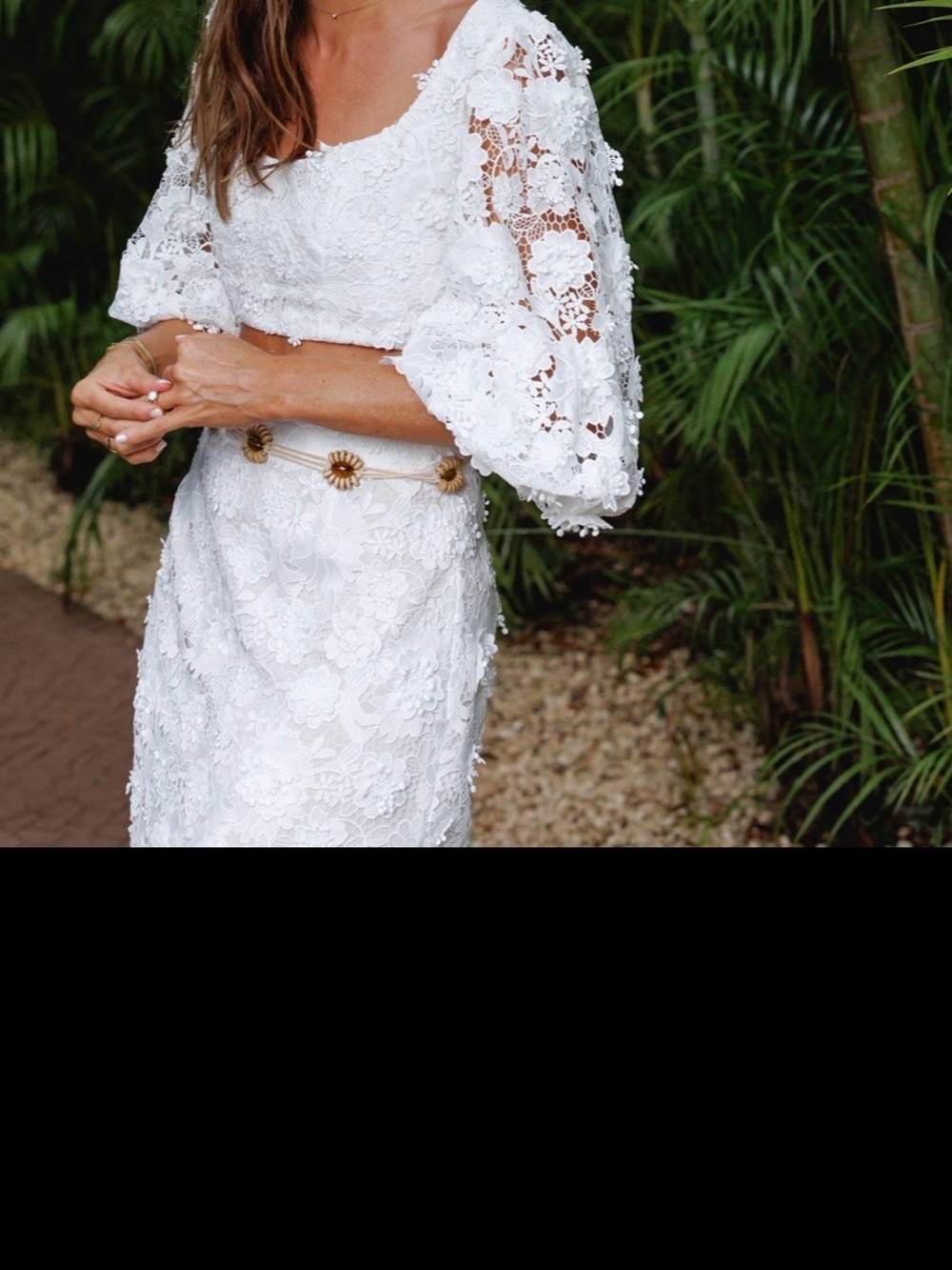 Zimmermann White Lace Midi Skirt with Tan Wood Bead Tie - Picture 6 of 6